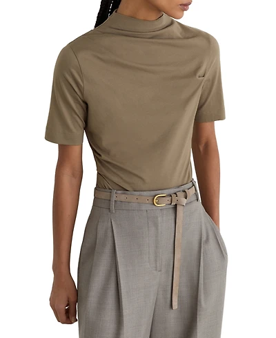 Reiss Women's Tulia Cotton-Blend High-Neck Draped Top