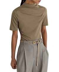 Reiss Women's Tulia Cotton-Blend High-Neck Draped Top