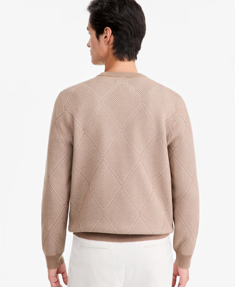 Alfani Men's Criss-Cross Jacquard Crewneck Sweater, Macy's Exclusive