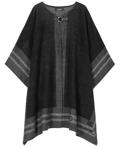 Lauren Ralph Belting Jacquard Buckle Closure Ruana