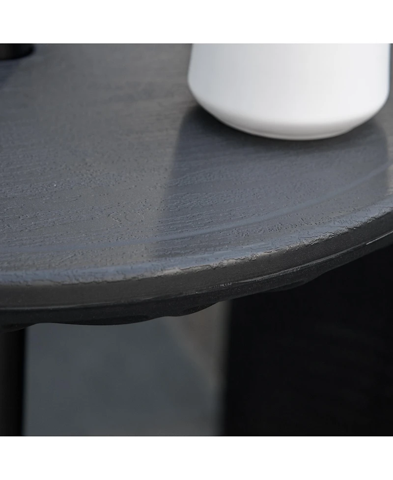 Outsunny 20" Umbrella Table Tray, Easy to Install Table-Top, Round Portable for Swimming Pool, Beach, Patio, Deck, Garden, Black