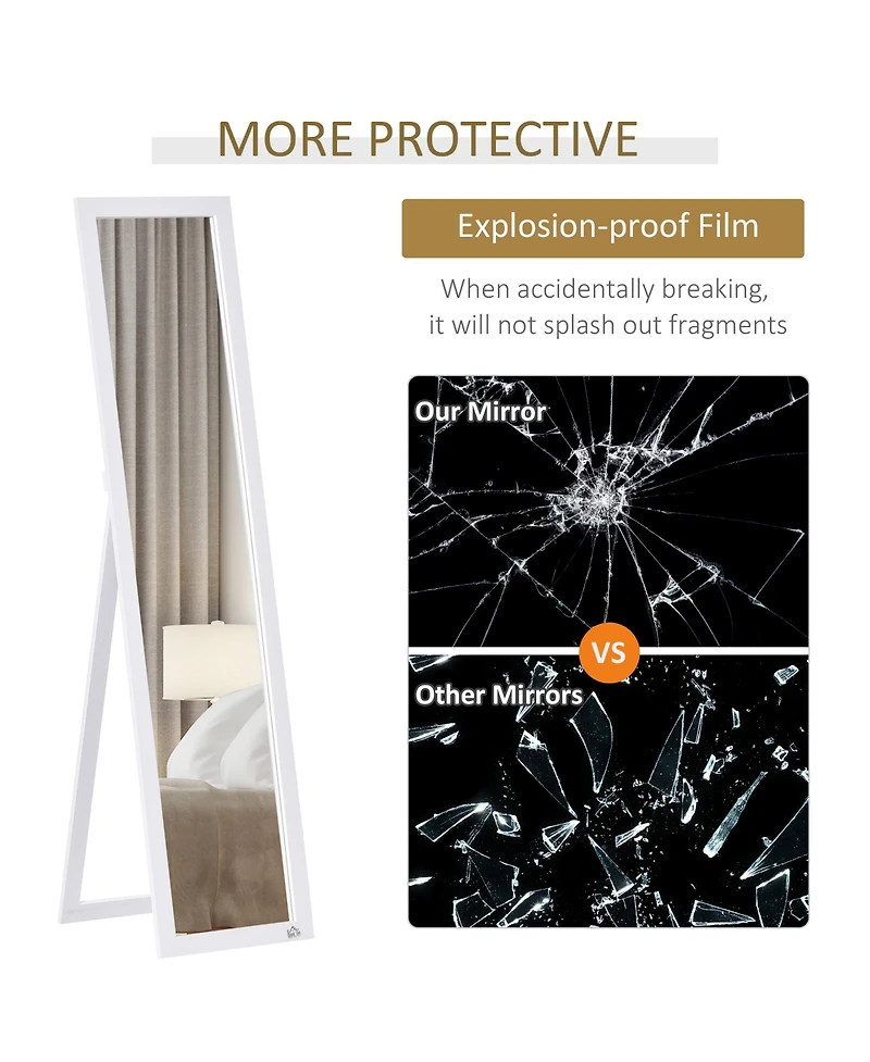 Homcom 62.5" Wall Hanging Full Length Mirror, Sding Bathroom Mirror,