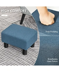 16” Cubed Modern Linen Fabric Pouf Footrest Ottoman Furniture