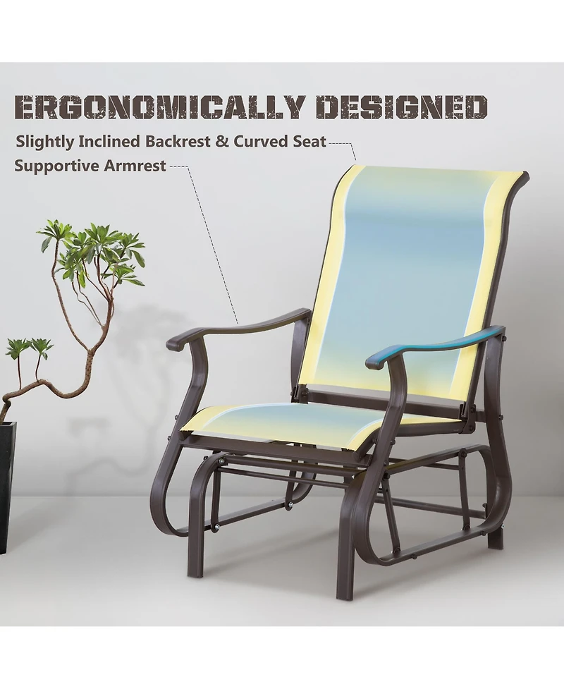Outsunny Outdoor Glider Chair, Steel Rocking Chair, Patio, Backyard, Porch, Garden, Beige