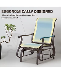 Outsunny Outdoor Glider Chair, Steel Rocking Chair, Patio, Backyard, Porch, Garden, Beige