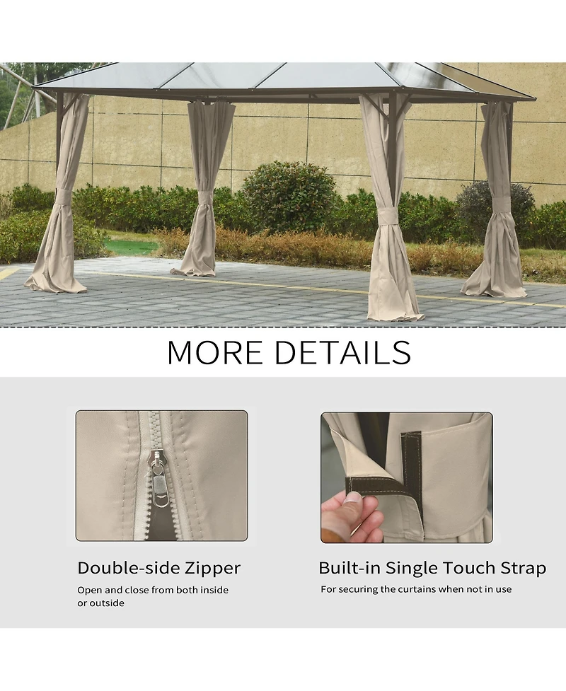 Outsunny 10' x 12' Universal Gazebo Sidewall Set with 4 Panels, Beige