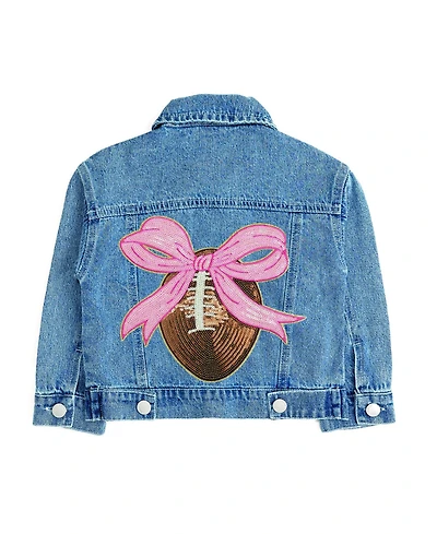 Sweet Wink Big Girls (2T-4T) Football Sequin Patch Denim Jacket