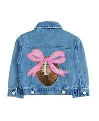 Sweet Wink Big Girls (2T-4T) Football Sequin Patch Denim Jacket