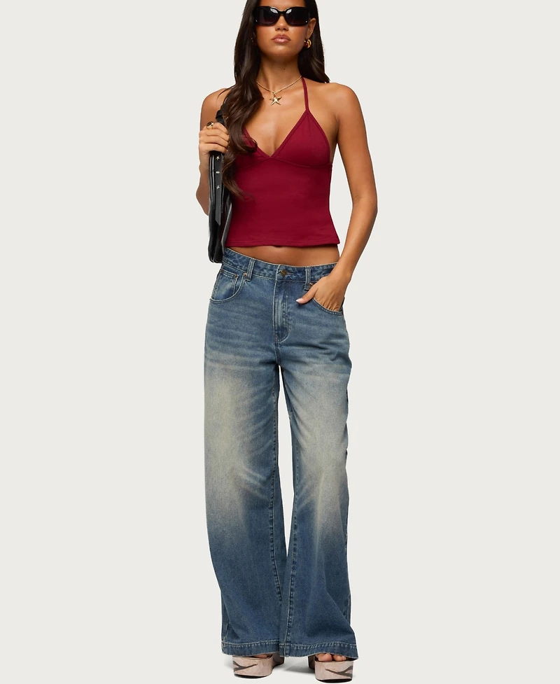 Edikted Women's Noriah V Neck Halter Top
