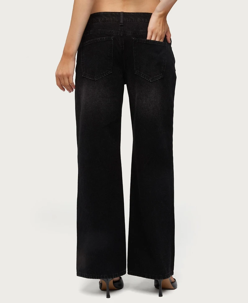 Edikted Women's Raelynn Washed Low Rise Jeans