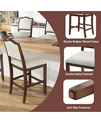 Maison Boucle Counter Height Bar Stools Set of 2, Solid Wood Frame, Upholstered Seat And Back, Curved Backrest, Kitchen Island Seating