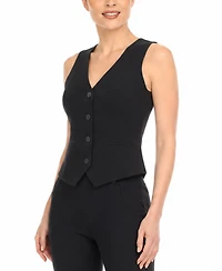 White Mark Women's Tailored Button Front Vest