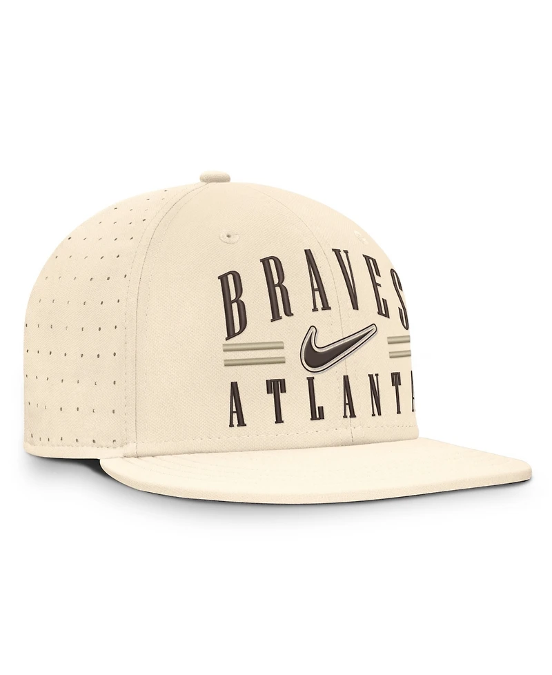 Nike Men's Natural Atlanta Braves True Dri-fit AeroBill Fitted Hat