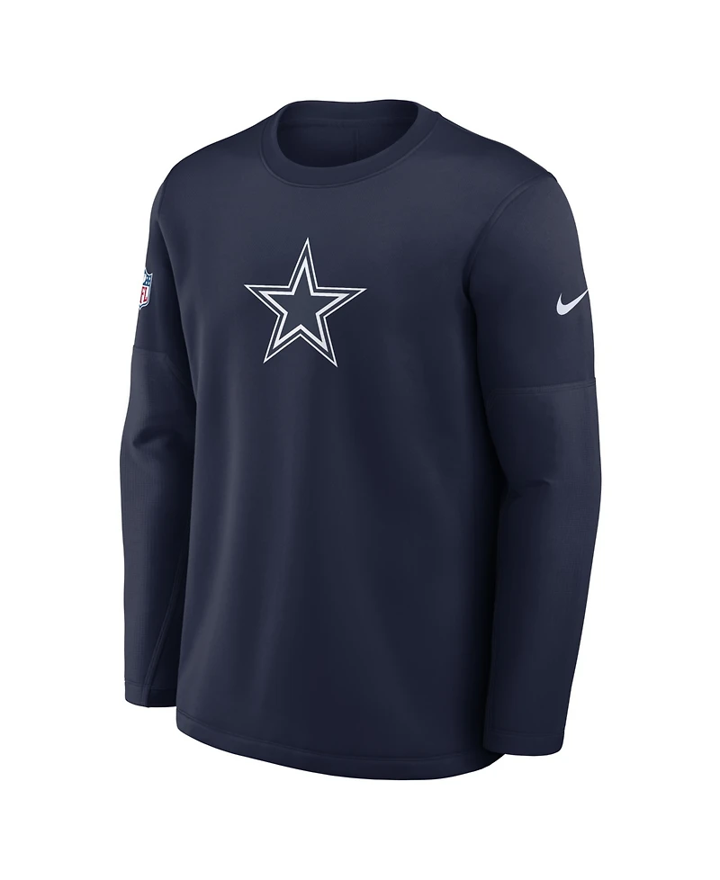 Nike Men's Navy Dallas Cowboys Sideline Coaches Midweight Therma-fit Sweatshirt