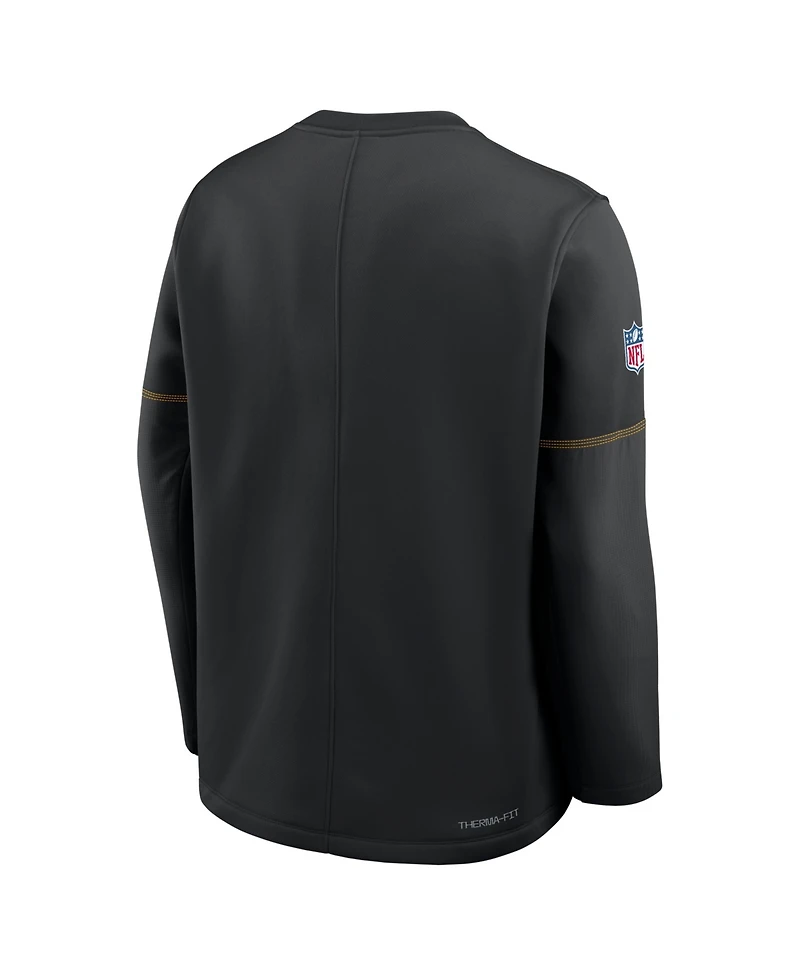 Nike Men's Black Pittsburgh Steelers Sideline Coaches Midweight Therma-fit Sweatshirt