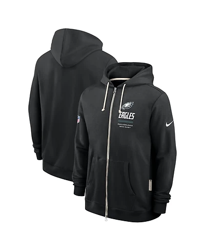 Nike Men's Black Philadelphia Eagles Sideline Standard Issue Dri-fit Full-Zip Hoodie