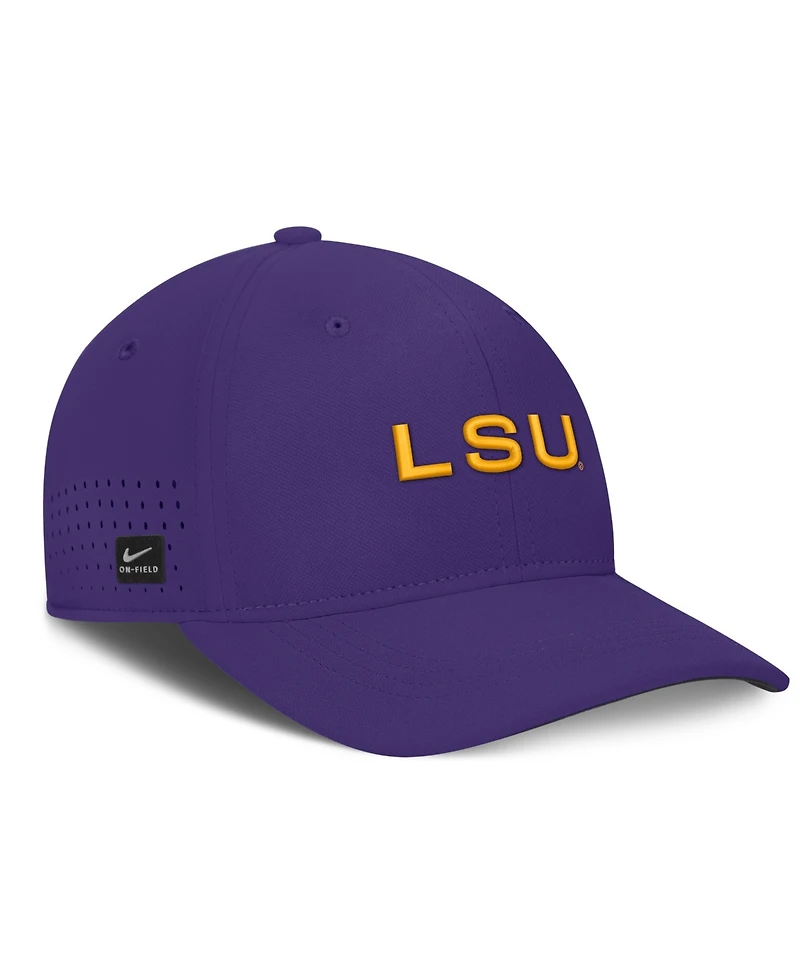 Nike Men's Purple Lsu Tigers Gameday Aerobill Swooshflex Dri-fit Hat