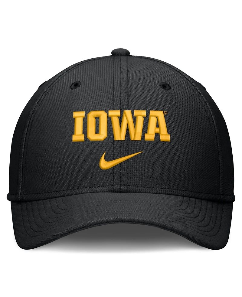 Nike Men's Black Iowa Hawkeyes Rise On-Field Swoosh Flex Dri-fit Hat