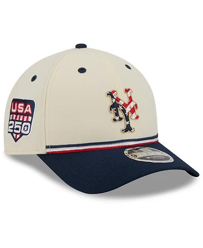 New Era Big Boys and Girls Cream/Navy New York Mets Usa 250 9FORTY M-Crown Adjustable Hat