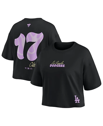 Fanatics Women's Shohei Ohtani Black Los Angeles Dodgers Name & Number Cropped Top