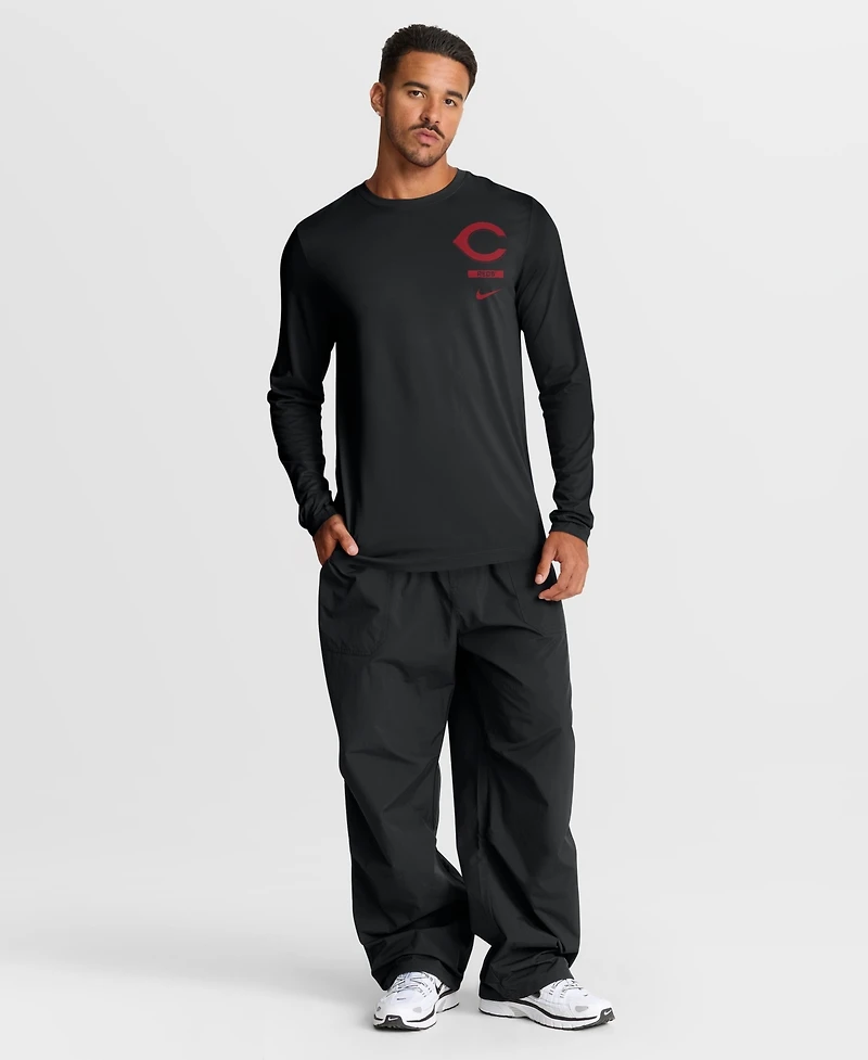 Nike Men's Black Cincinnati Reds 2-Hit Legend Dri-fit Long Sleeve T-Shirt