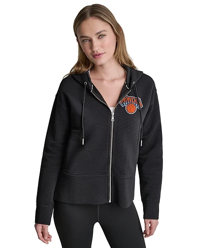 Dkny Women's Black New York Knicks Tech Ottoman Full-Zip Hoodie