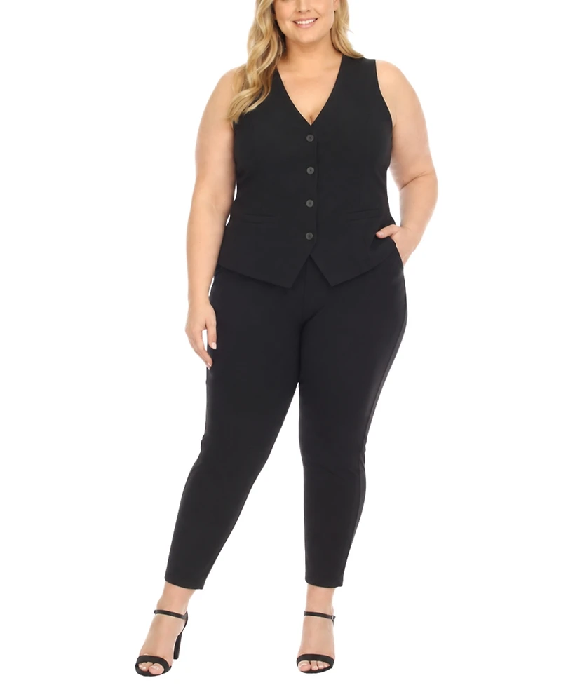 White Mark Plus Tailored Button Front Vest