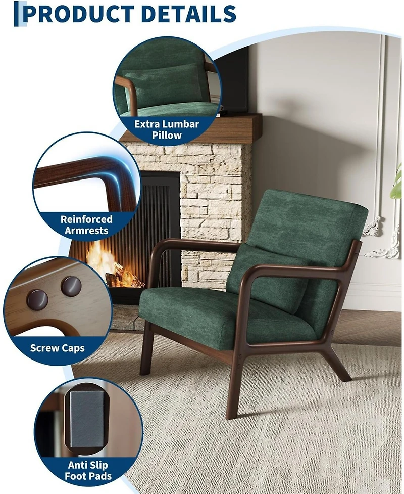 homfan Set of 2 Mid-Century Chenille Accent Chairs
