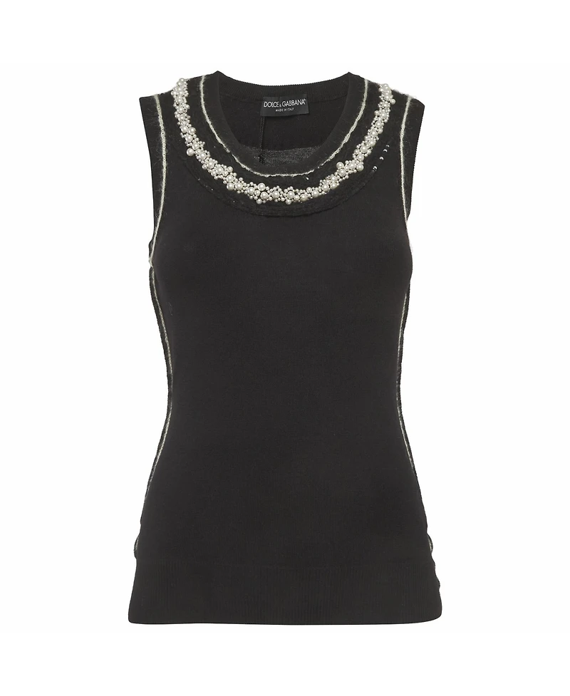 Pre-Owned Dolce & Gabbana Women's Stretch Knit Beaded Top