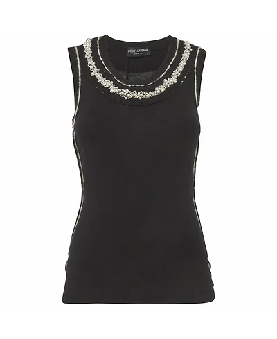 Pre-Owned Dolce & Gabbana Women's Stretch Knit Beaded Top