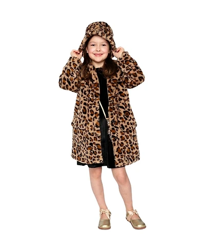 Deux par Toddler Girl ( 2-5 ) Faux Fur Long Coat Leopard Print
