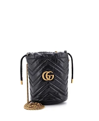 Pre-Owned Gucci Mini Gg Marmont Bucket Bag Matelasse Leather