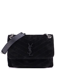 Pre-Owned Saint Laurent Medium Niki Chain Flap Bag Matelasse Chevron Suede