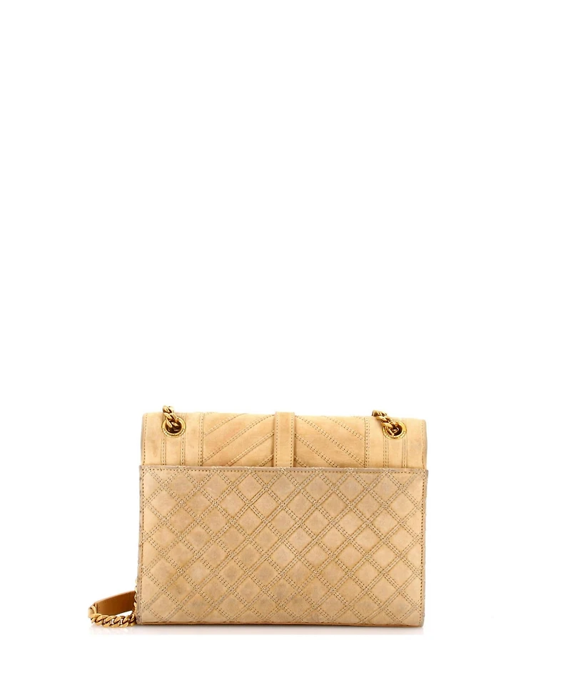 Pre-Owned Saint Laurent Small Classic Monogram Envelope Satchel Quilted Suede