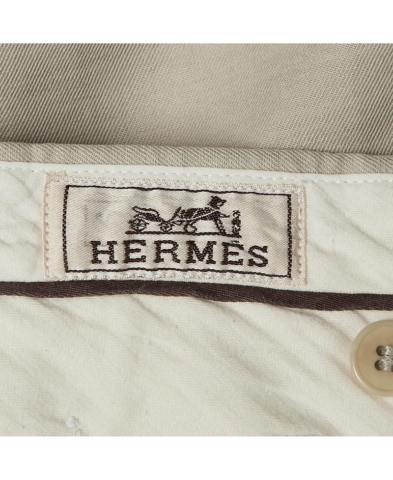 Pre-Owned Hermes Men's Linen and Cotton Drop 8 Regular Fit Trousers