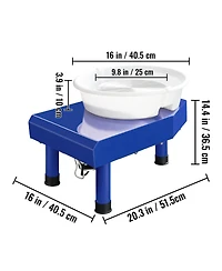 Yobtop Pottery Wheel 10in Ceramic Machine, Foot Pedal Abs Basin, 60-300 Rpm Speed Lcd Panel, Sculpting Tool Kit for Diy Craft