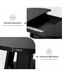 homfan Extendable Round Dining Table, 43.3" to 59.06"