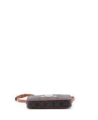 Pre-Owned Celine Small Cuir Triomphe Camera Shoulder Bag Embroidered Triomphe Coated Canvas with Leather
