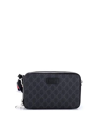 Pre-Owned Gucci Web Strap Zip Around Camera Crossbody Bag Gg Coated Canvas