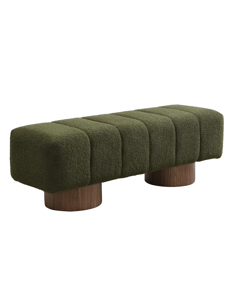 Flynama 50" Boucle Bench - No-Assembly Upholstered Seat for Dining and Entryway