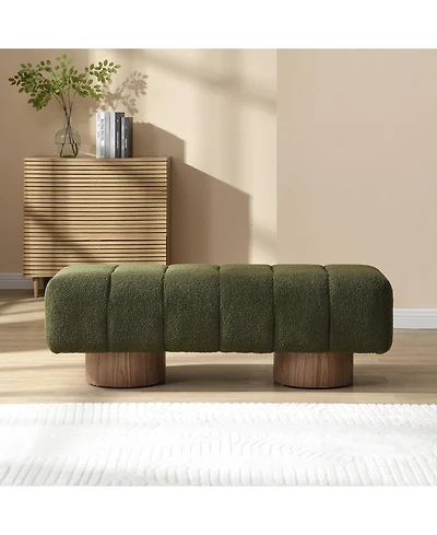 Flynama 50" Boucle Bench - No-Assembly Upholstered Seat for Dining and Entryway