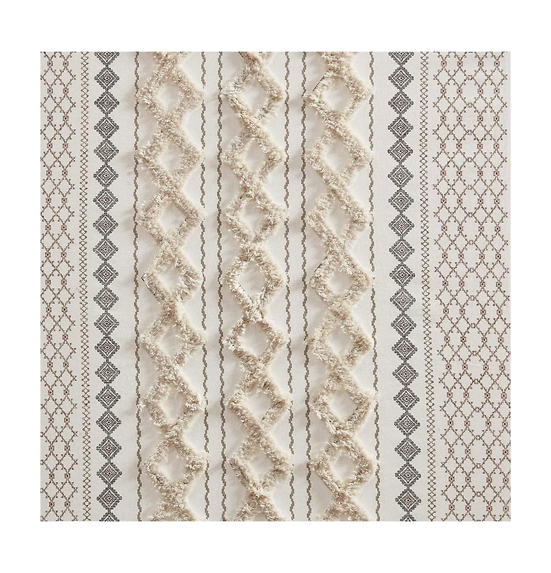 Avobird Cotton Printed Curtain Panel with Chenille Stripe and Lining 50x84