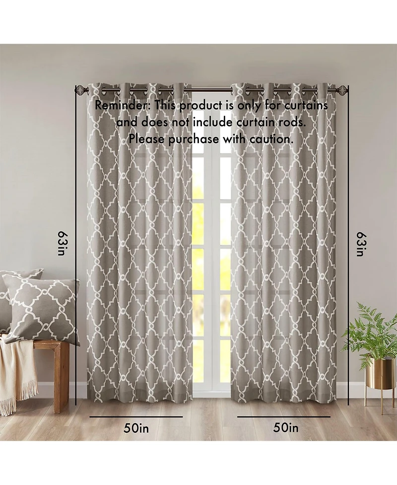 Avobird Fretwork Print Grommet Top Window Curtain Panel Only 1 Pc Panel