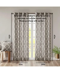 Avobird Fretwork Print Grommet Top Window Curtain Panel Only 1 Pc Panel