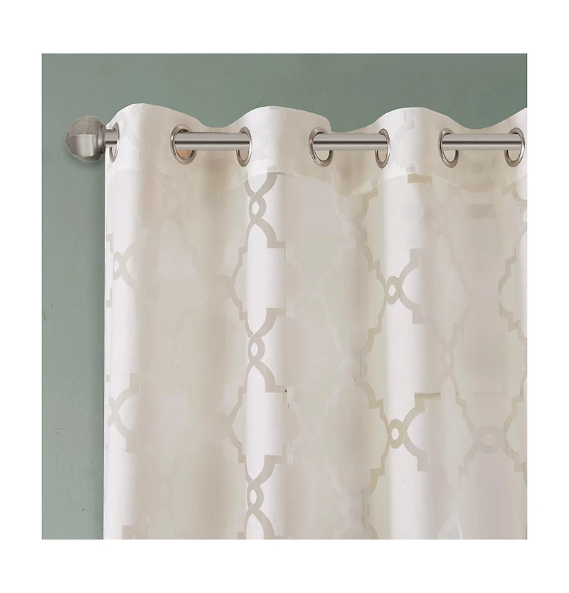 Avobird Fretwork Burnout Sheer Curtain Panel Only 1 Pc Panel