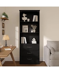 homfan 70" Tall Bookshelf with 3 Drawers Bookcase 3-Tier Open Shelves and Adjustable Shelf, Storage Cabinet for Living Room, Kitchen Bathroom