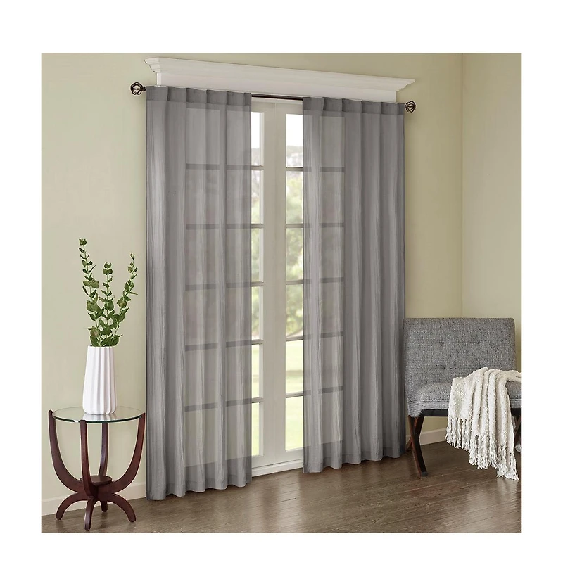 Avobird Solid Crushed Curtain Panel Pair 2 Pieces Window Panels