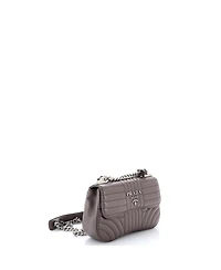 Pre-Owned Prada Small Curved Flap Chain Shoulder Bag Diagramme Quilted Leather