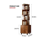 sumyeg 360 Degree Rotating Display Cabinet 5 Tier Corner Bookshelf with Drawer