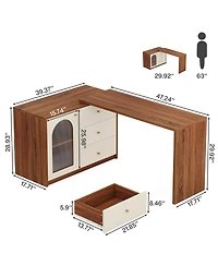 Tribesigns L Shaped Computer Desk with Drawers, Modern Corner Home Office Reversible Storage Cabinet, Long Study Writing Workstation